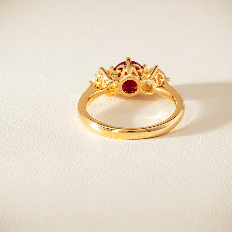 18ct Yellow Gold 1.38ct Ruby & Diamond Coronado Ring - Ring - Walker & Hall