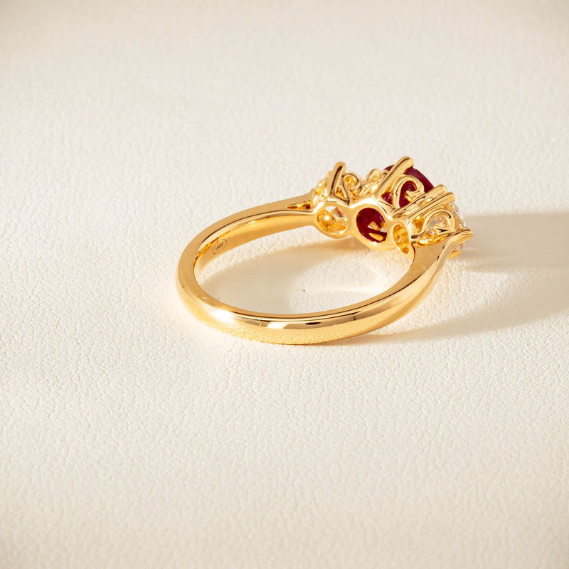 18ct Yellow Gold 1.38ct Ruby & Diamond Coronado Ring - Ring - Walker & Hall