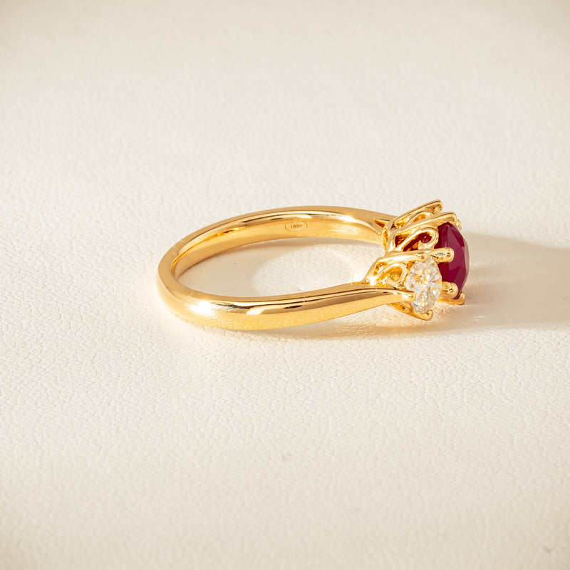 18ct Yellow Gold 1.38ct Ruby & Diamond Coronado Ring - Ring - Walker & Hall