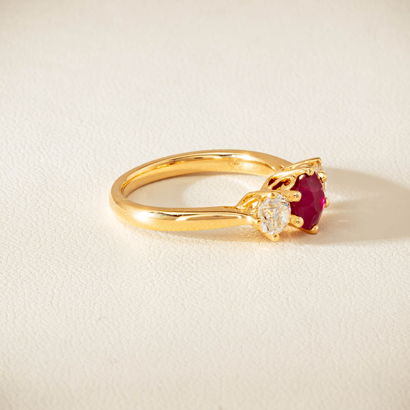 18ct Yellow Gold 1.38ct Ruby & Diamond Coronado Ring - Ring - Walker & Hall