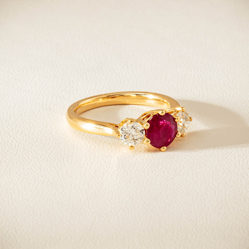 18ct Yellow Gold 1.38ct Ruby & Diamond Coronado Ring - Ring - Walker & Hall