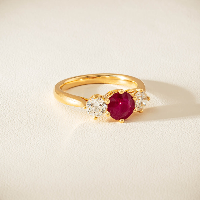 18ct Yellow Gold 1.38ct Ruby & Diamond Coronado Ring - Ring - Walker & Hall