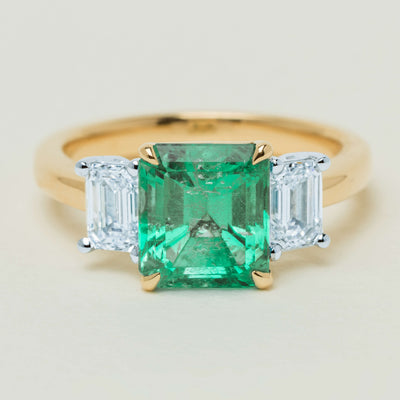 18ct Yellow Gold 2.87ct Emerald & Diamond Odyssey Ring - Ring - Walker & Hall