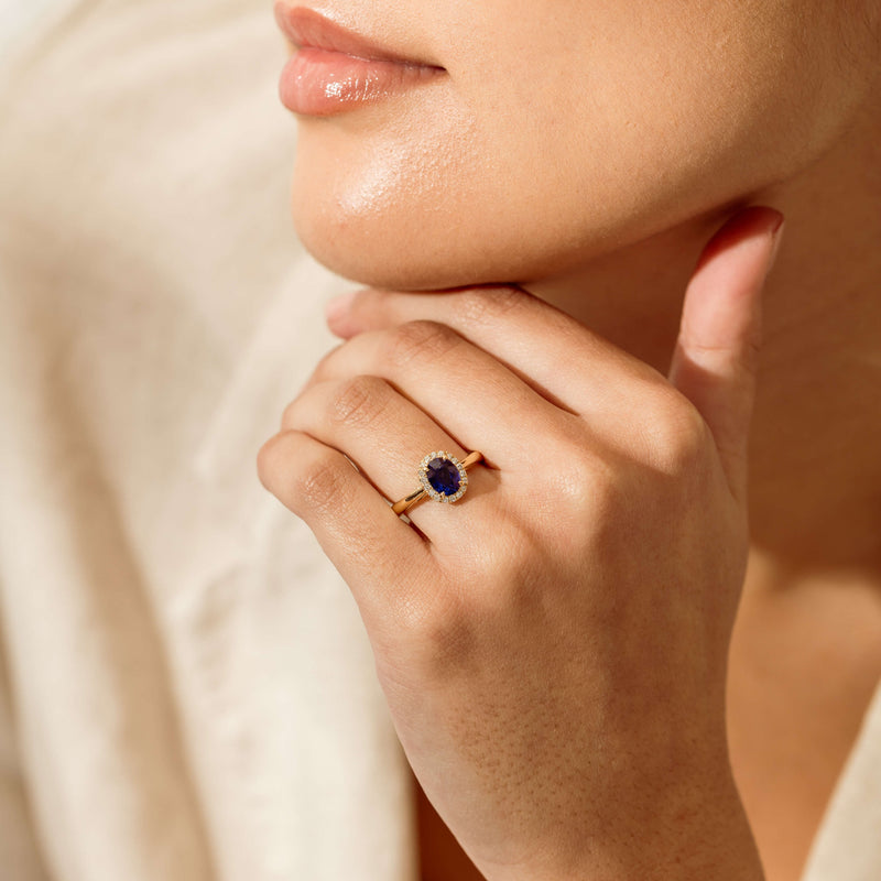 18ct Yellow Gold 1.58ct Sapphire & Diamond Nina Ring - Ring - Walker & Hall