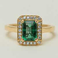 18ct Yellow Gold 1.70ct Emerald & Diamond Empire Ring - Ring - Walker & Hall
