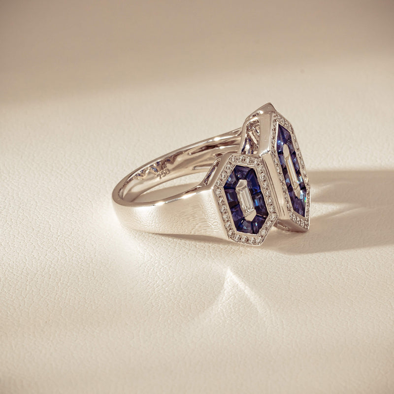 18ct White Gold 1.91ct Sapphire & Diamond Cluster Ring - Ring - Walker & Hall