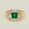 18ct Yellow Gold 1.30ct Emerald & Diamond Magritte Ring - Ring - Walker & Hall