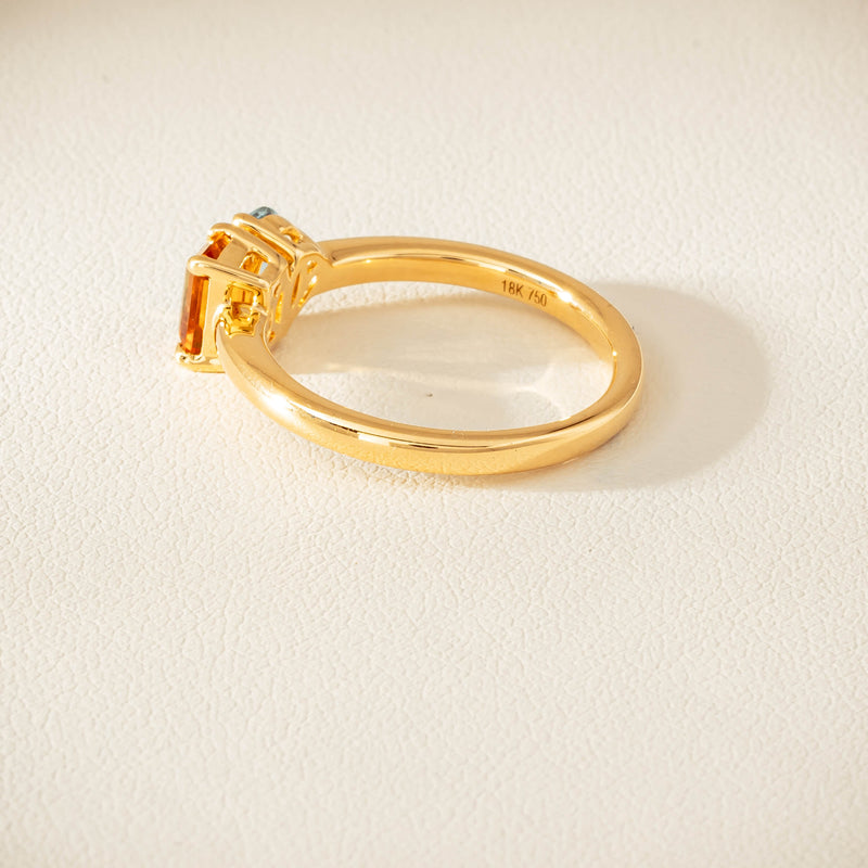 18ct Yellow Gold Citrine & Aquamarine Toi et Moi Ring - Ring - Walker & Hall