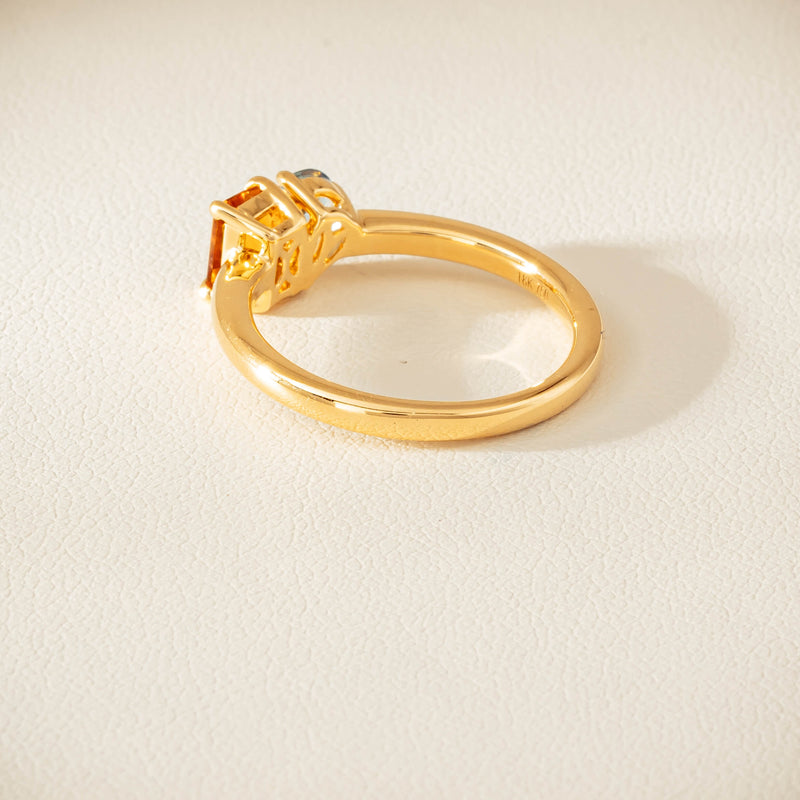 18ct Yellow Gold Citrine & Aquamarine Toi et Moi Ring - Ring - Walker & Hall