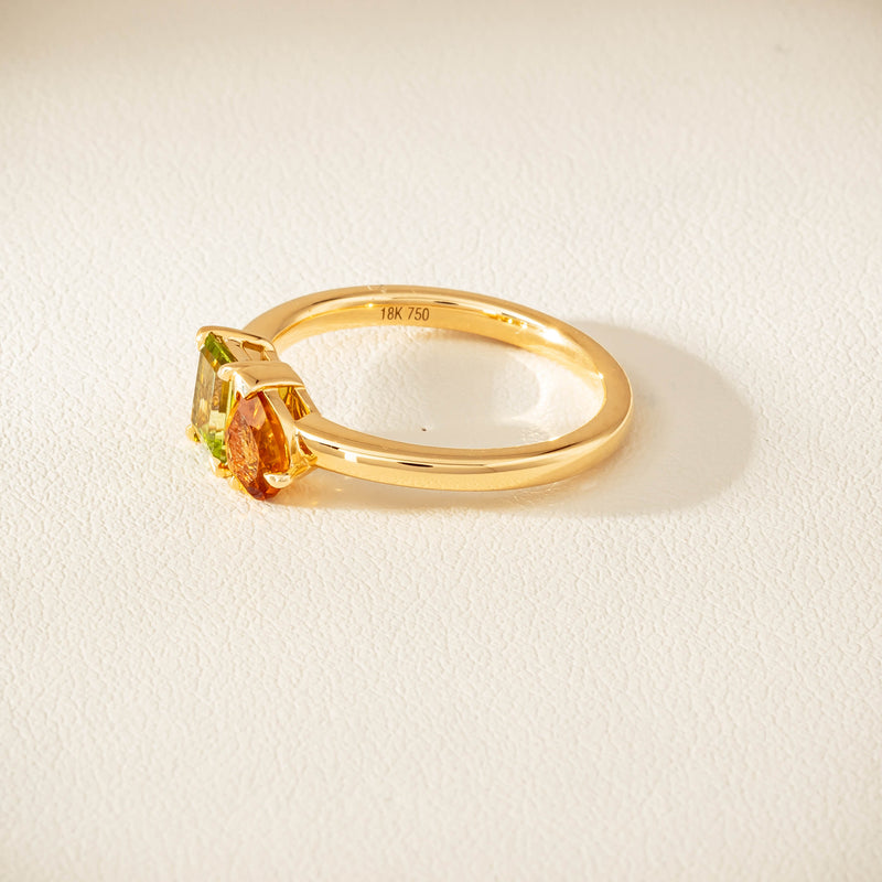 18ct Yellow Gold Peridot & Citrine Toi et Moi Ring - Ring - Walker & Hall