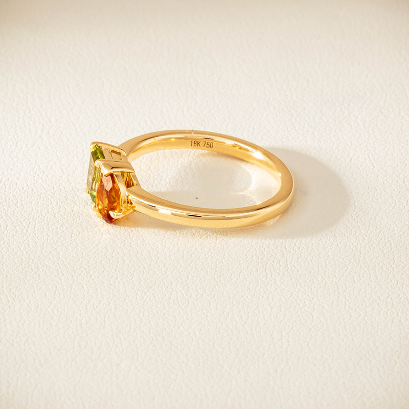 18ct Yellow Gold Peridot & Citrine Toi et Moi Ring - Ring - Walker & Hall