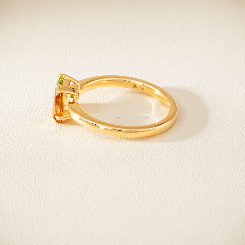 18ct Yellow Gold Peridot & Citrine Toi et Moi Ring - Ring - Walker & Hall