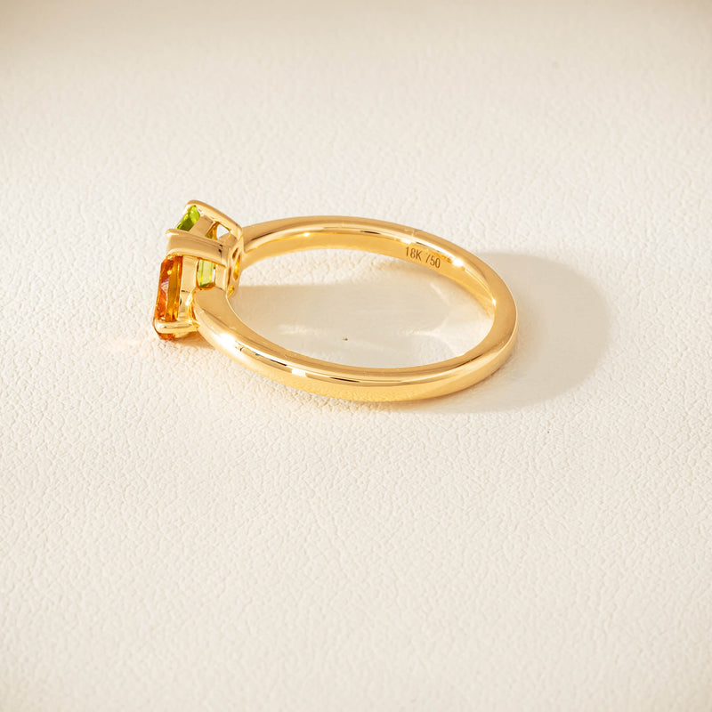 18ct Yellow Gold Peridot & Citrine Toi et Moi Ring - Ring - Walker & Hall