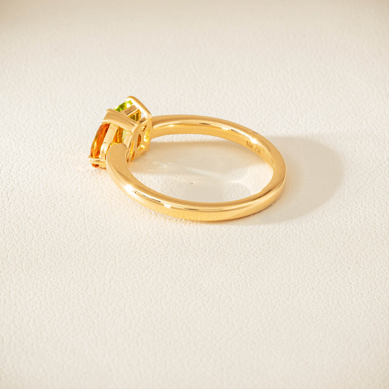 18ct Yellow Gold Peridot & Citrine Toi et Moi Ring - Ring - Walker & Hall