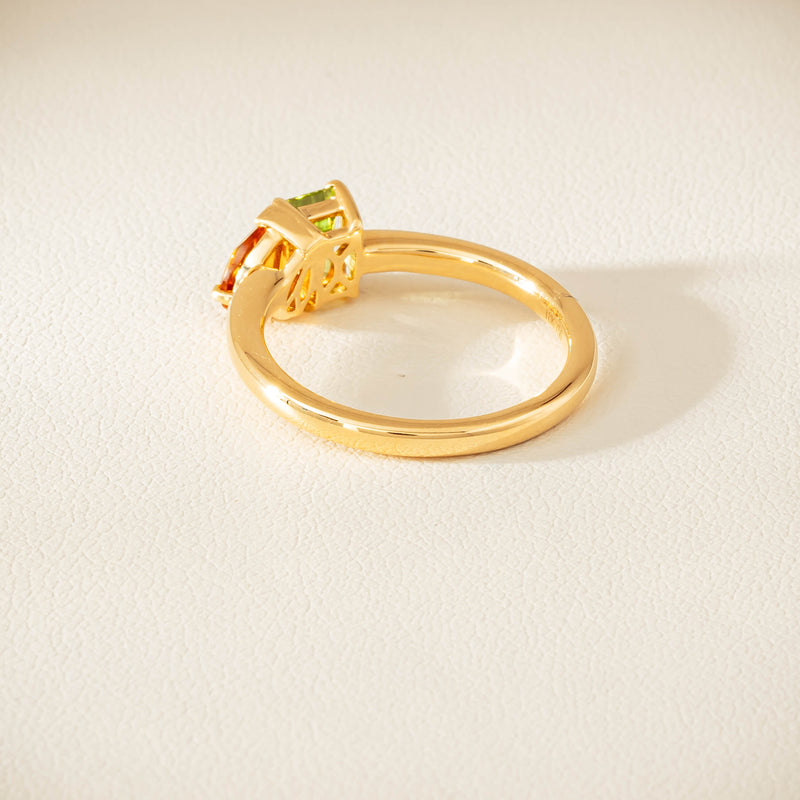 18ct Yellow Gold Peridot & Citrine Toi et Moi Ring - Ring - Walker & Hall