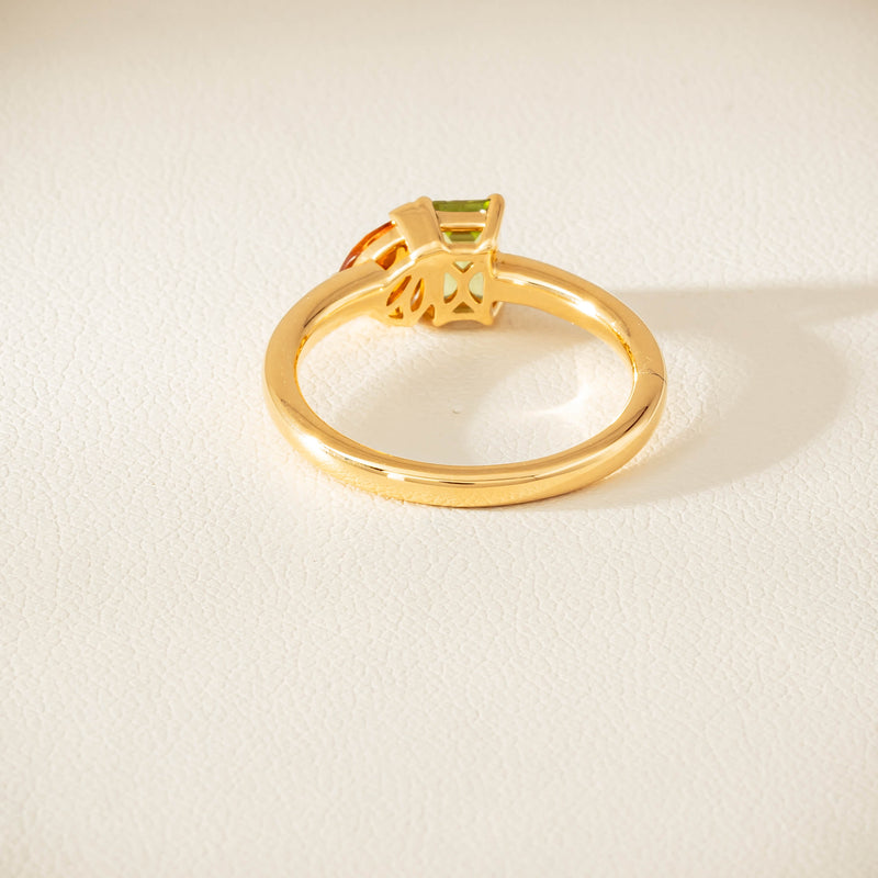 18ct Yellow Gold Peridot & Citrine Toi et Moi Ring - Ring - Walker & Hall