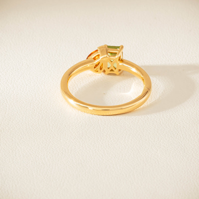 18ct Yellow Gold Peridot & Citrine Toi et Moi Ring - Ring - Walker & Hall