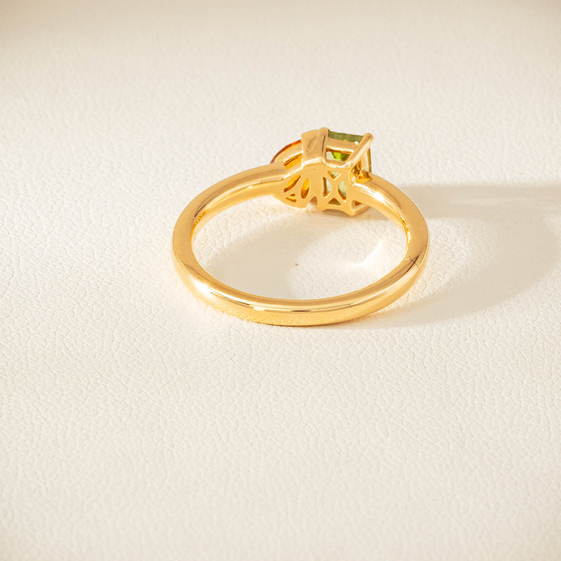 18ct Yellow Gold Peridot & Citrine Toi et Moi Ring - Ring - Walker & Hall