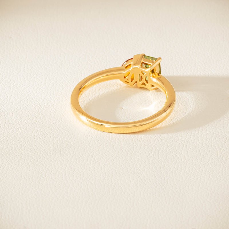 18ct Yellow Gold Peridot & Citrine Toi et Moi Ring - Ring - Walker & Hall