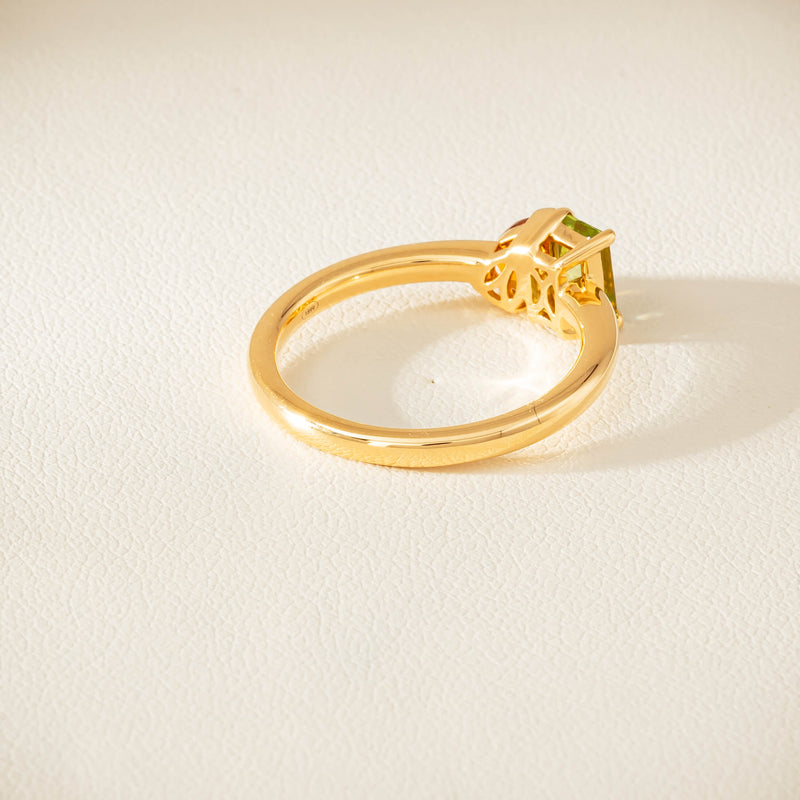 18ct Yellow Gold Peridot & Citrine Toi et Moi Ring - Ring - Walker & Hall