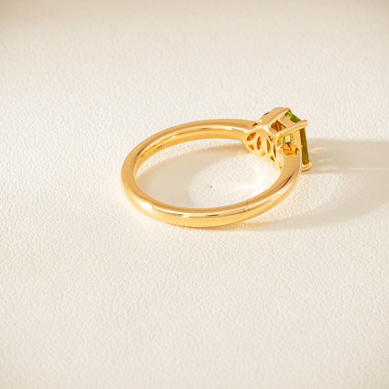 18ct Yellow Gold Peridot & Citrine Toi et Moi Ring - Ring - Walker & Hall