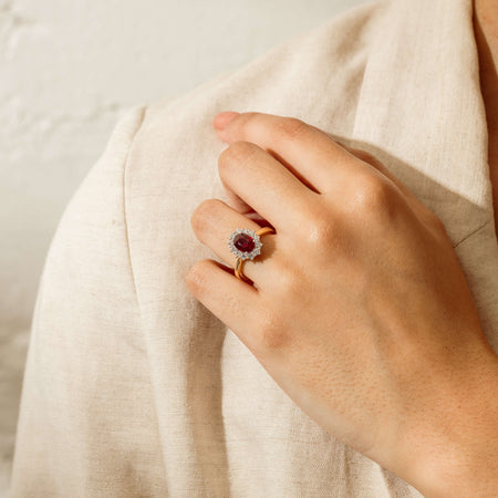 18ct Yellow Gold 1.44ct Ruby & Diamond Belle Ring - Ring - Walker & Hall