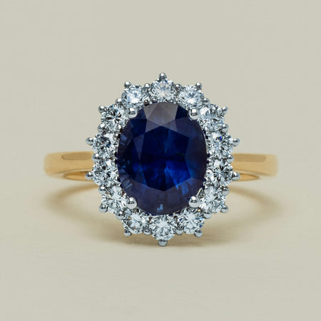 18ct Yellow Gold 3.33ct Sapphire & Diamond Belle Ring - Ring - Walker & Hall