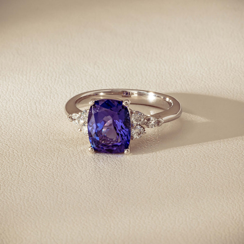 18ct White Gold 2.57ct Tanzanite & Diamond Oriana Ring - Ring - Walker & Hall