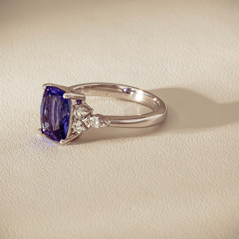 18ct White Gold 2.57ct Tanzanite & Diamond Oriana Ring - Ring - Walker & Hall