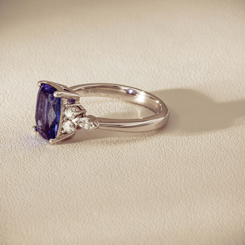 18ct White Gold 2.57ct Tanzanite & Diamond Oriana Ring - Ring - Walker & Hall