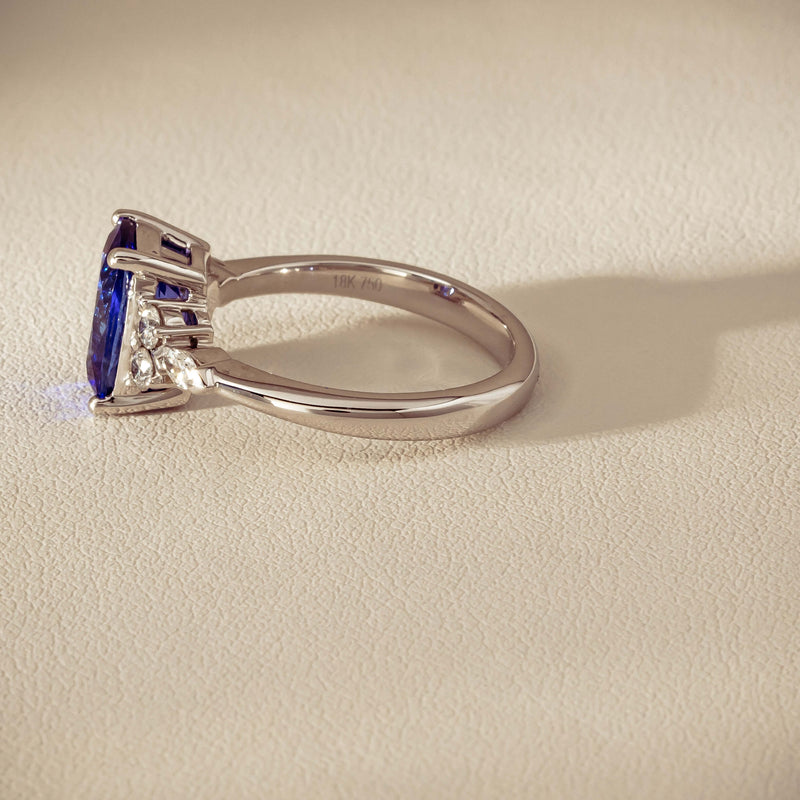 18ct White Gold 2.57ct Tanzanite & Diamond Oriana Ring - Ring - Walker & Hall
