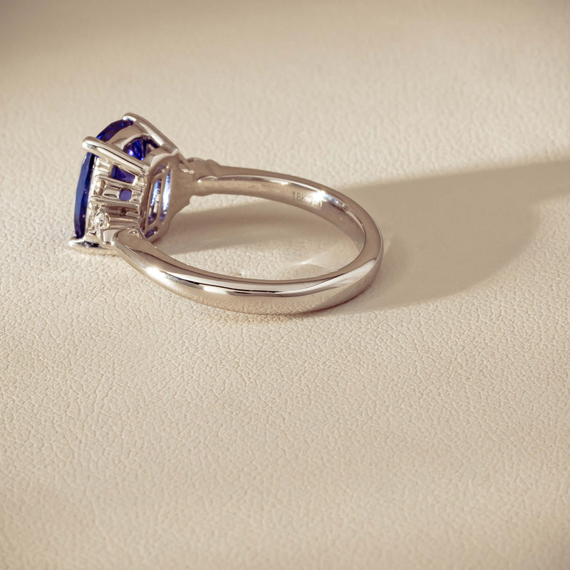 18ct White Gold 2.57ct Tanzanite & Diamond Oriana Ring - Ring - Walker & Hall