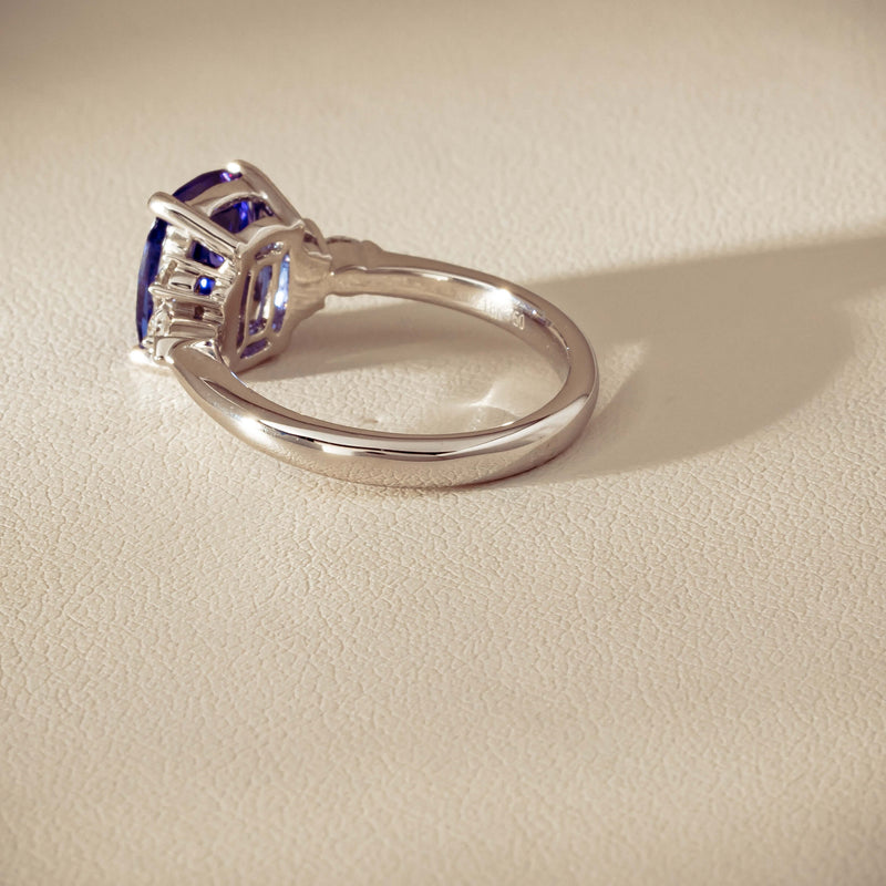 18ct White Gold 2.57ct Tanzanite & Diamond Oriana Ring - Ring - Walker & Hall