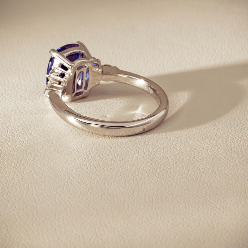 18ct White Gold 2.57ct Tanzanite & Diamond Oriana Ring - Ring - Walker & Hall