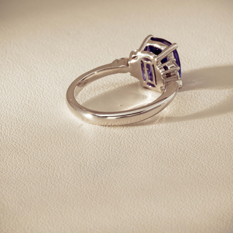 18ct White Gold 2.57ct Tanzanite & Diamond Oriana Ring - Ring - Walker & Hall