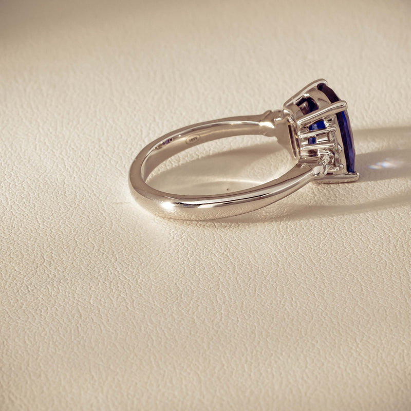 18ct White Gold 2.57ct Tanzanite & Diamond Oriana Ring - Ring - Walker & Hall