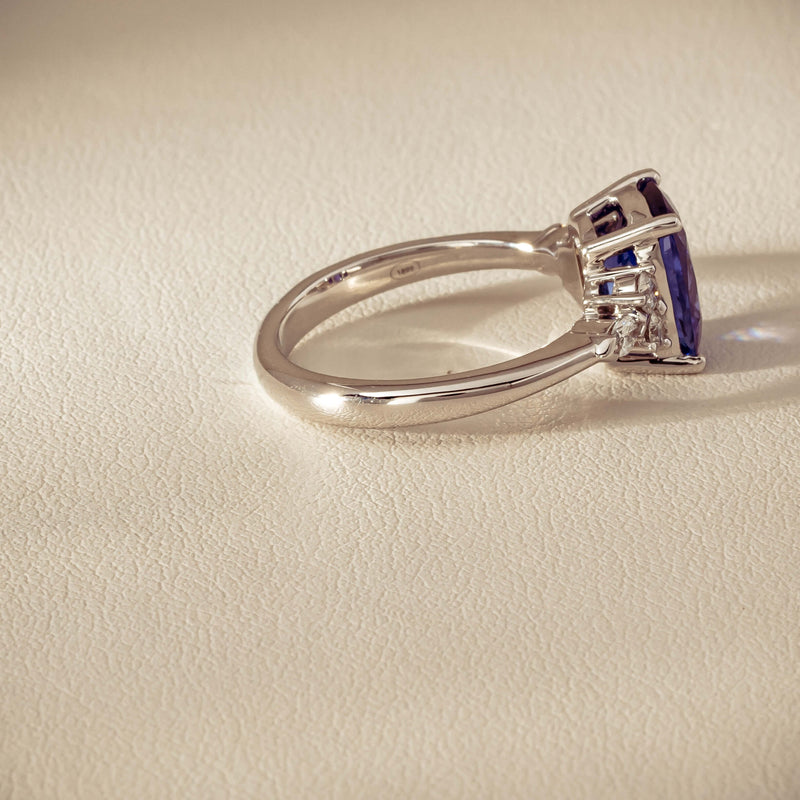 18ct White Gold 2.57ct Tanzanite & Diamond Oriana Ring - Ring - Walker & Hall