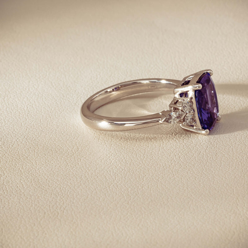 18ct White Gold 2.57ct Tanzanite & Diamond Oriana Ring - Ring - Walker & Hall