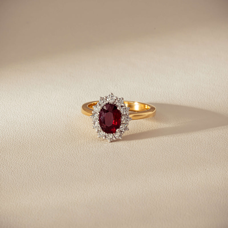 18ct Yellow Gold 1.44ct Ruby & Diamond Belle Ring - Ring - Walker & Hall