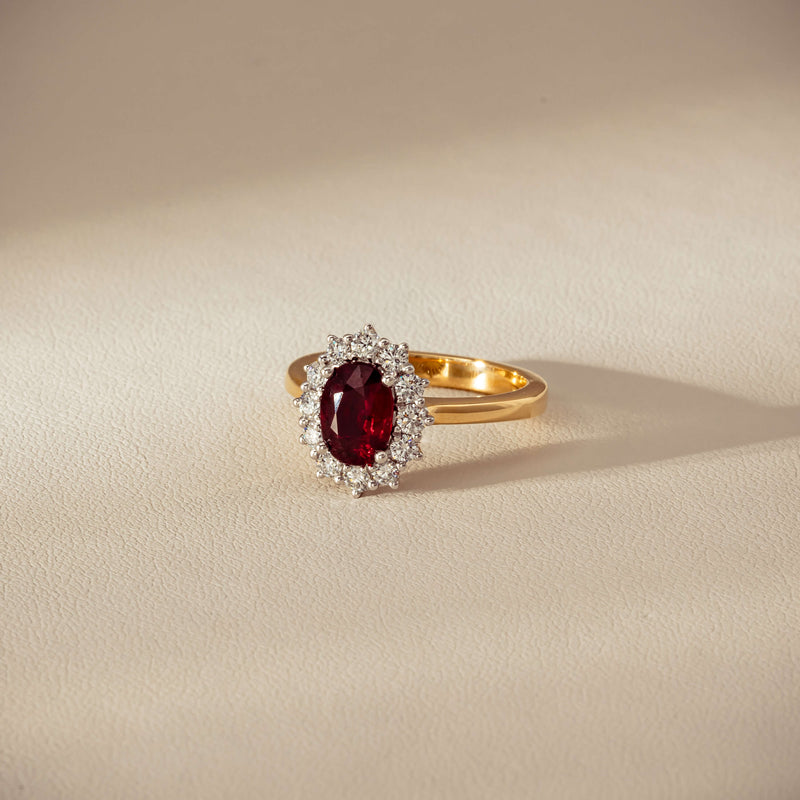 18ct Yellow Gold 1.44ct Ruby & Diamond Belle Ring - Ring - Walker & Hall