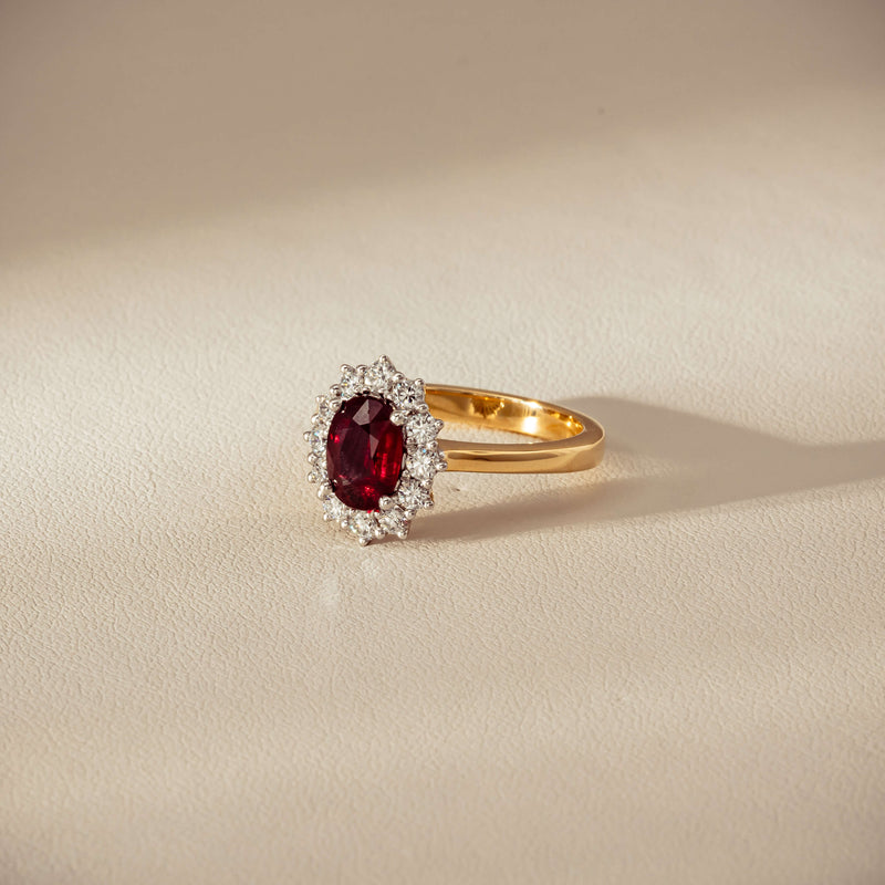 18ct Yellow Gold 1.44ct Ruby & Diamond Belle Ring - Ring - Walker & Hall