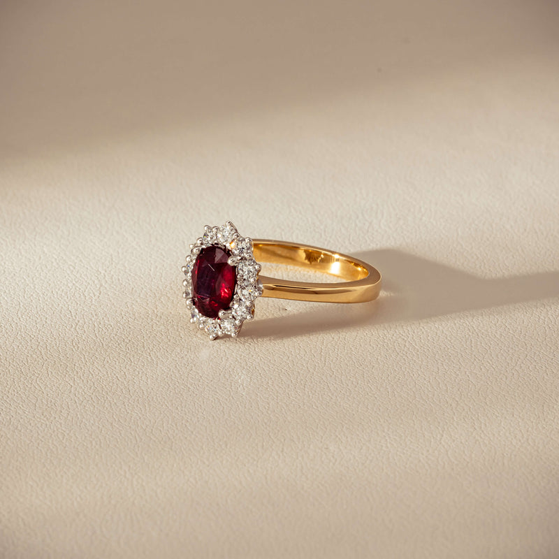 18ct Yellow Gold 1.44ct Ruby & Diamond Belle Ring - Ring - Walker & Hall