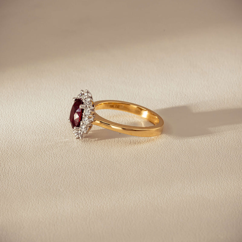 18ct Yellow Gold 1.44ct Ruby & Diamond Belle Ring - Ring - Walker & Hall