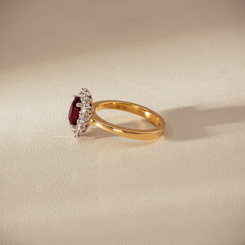18ct Yellow Gold 1.44ct Ruby & Diamond Belle Ring - Ring - Walker & Hall