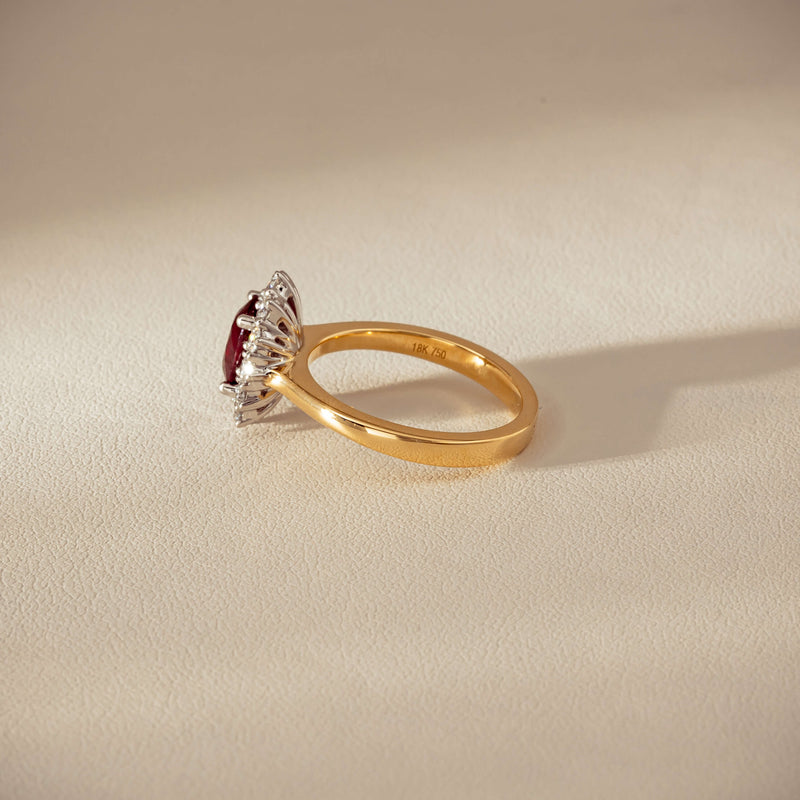 18ct Yellow Gold 1.44ct Ruby & Diamond Belle Ring - Ring - Walker & Hall