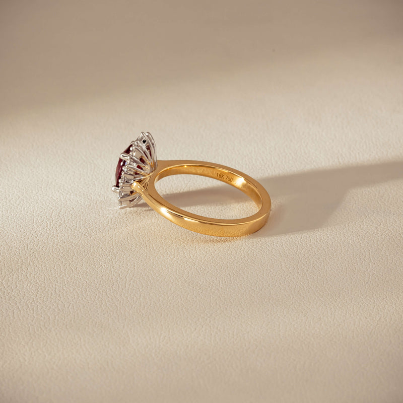 18ct Yellow Gold 1.44ct Ruby & Diamond Belle Ring - Ring - Walker & Hall