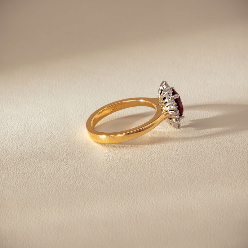 18ct Yellow Gold 1.44ct Ruby & Diamond Belle Ring - Ring - Walker & Hall