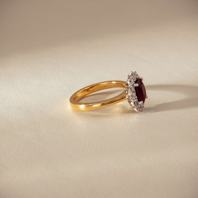 18ct Yellow Gold 1.44ct Ruby & Diamond Belle Ring - Ring - Walker & Hall