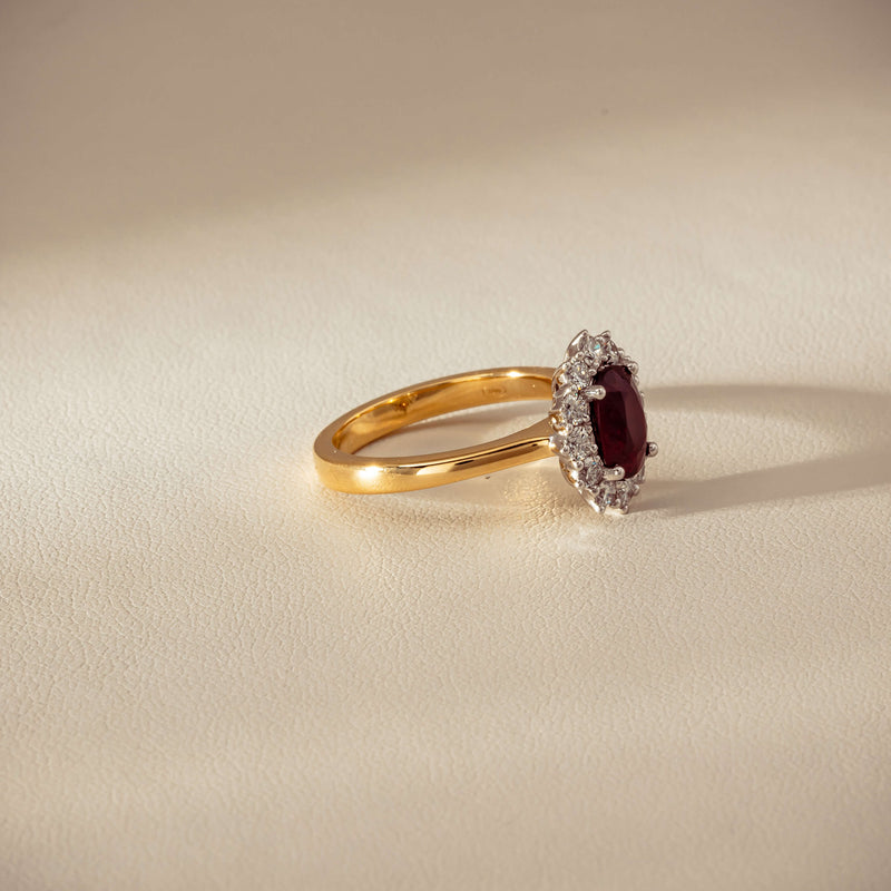 18ct Yellow Gold 1.44ct Ruby & Diamond Belle Ring - Ring - Walker & Hall