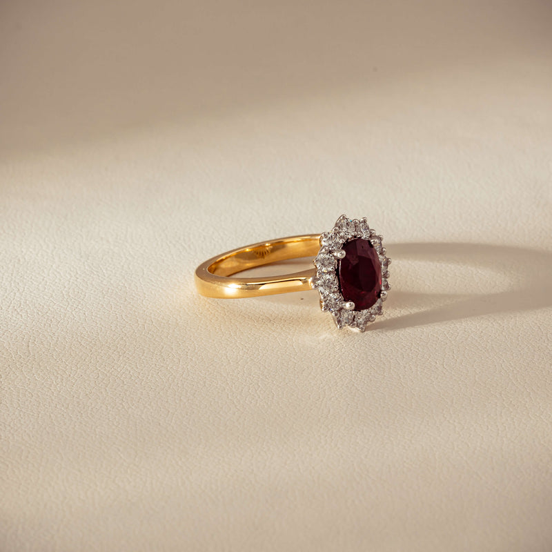 18ct Yellow Gold 1.44ct Ruby & Diamond Belle Ring - Ring - Walker & Hall